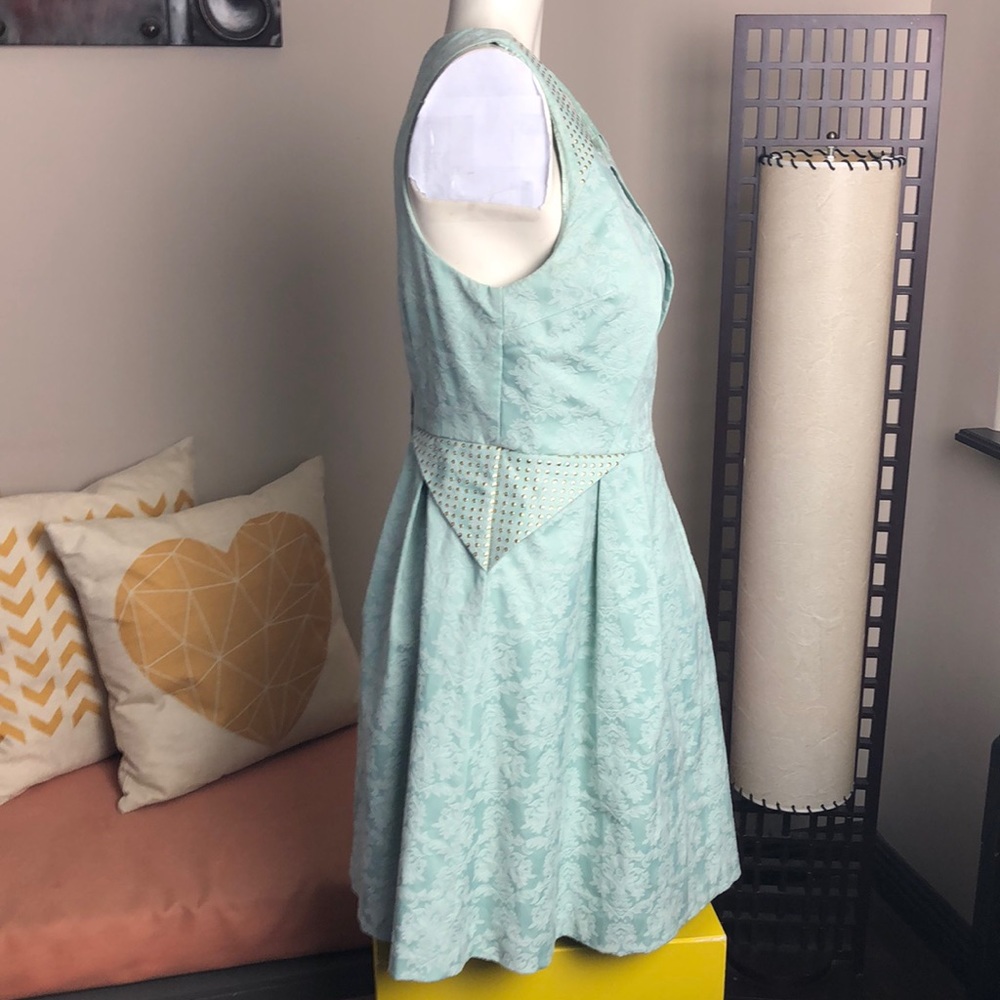 RW&Co Mint Green Jacquard Fit and Flare Dress Size 6 - Picture 8 of 15